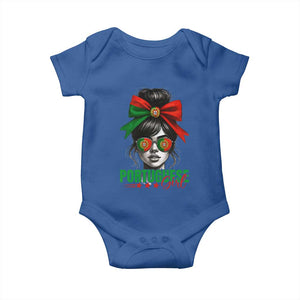 Portuguese Girl Baby Onesie Messy Bun Portugal Flag Roots Heritage Pride Gift TS10 Royal Blue Print Your Wear