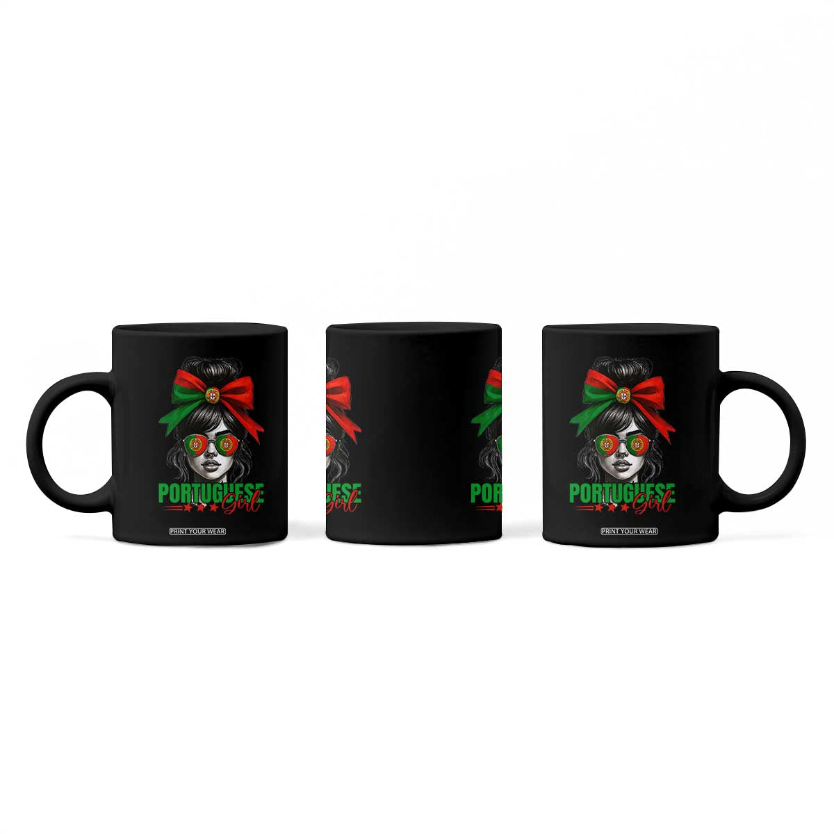 Portuguese Girl Coffee Mug Messy Bun Portugal Flag Roots Heritage Pride Gift TS10 Print Your Wear