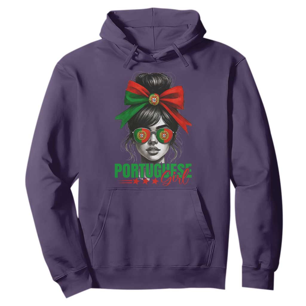 Portuguese Girl Hoodie Messy Bun Portugal Flag Roots Heritage Pride Gift TS10 Purple Print Your Wear
