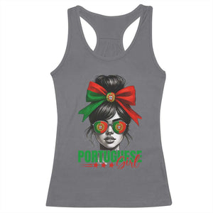 Portuguese Girl Racerback Tank Top Messy Bun Portugal Flag Roots Heritage Pride Gift TS10 Charcoal Print Your Wear