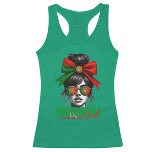 Portuguese Girl Racerback Tank Top Messy Bun Portugal Flag Roots Heritage Pride Gift TS10 Irish Green Print Your Wear