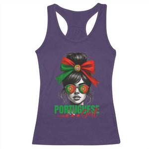 Portuguese Girl Racerback Tank Top Messy Bun Portugal Flag Roots Heritage Pride Gift TS10 Purple Print Your Wear
