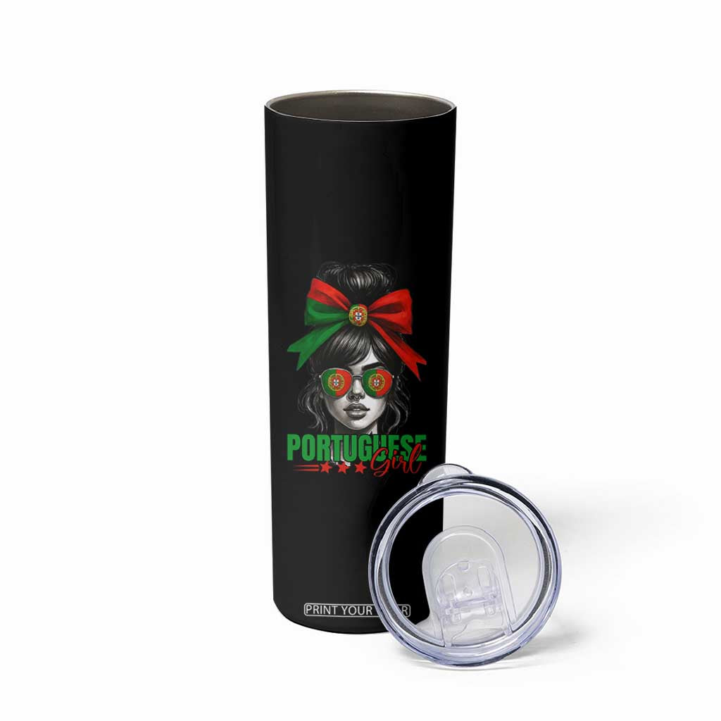 Portuguese Girl Skinny Tumbler Messy Bun Portugal Flag Roots Heritage Pride Gift TS10 Print Your Wear