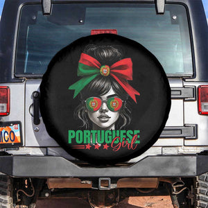 Portuguese Girl Spare Tire Cover Messy Bun Portugal Flag Roots Heritage Pride Gift TS10 No hole Black Print Your Wear