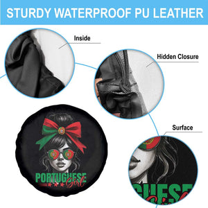 Portuguese Girl Spare Tire Cover Messy Bun Portugal Flag Roots Heritage Pride Gift TS10 Print Your Wear