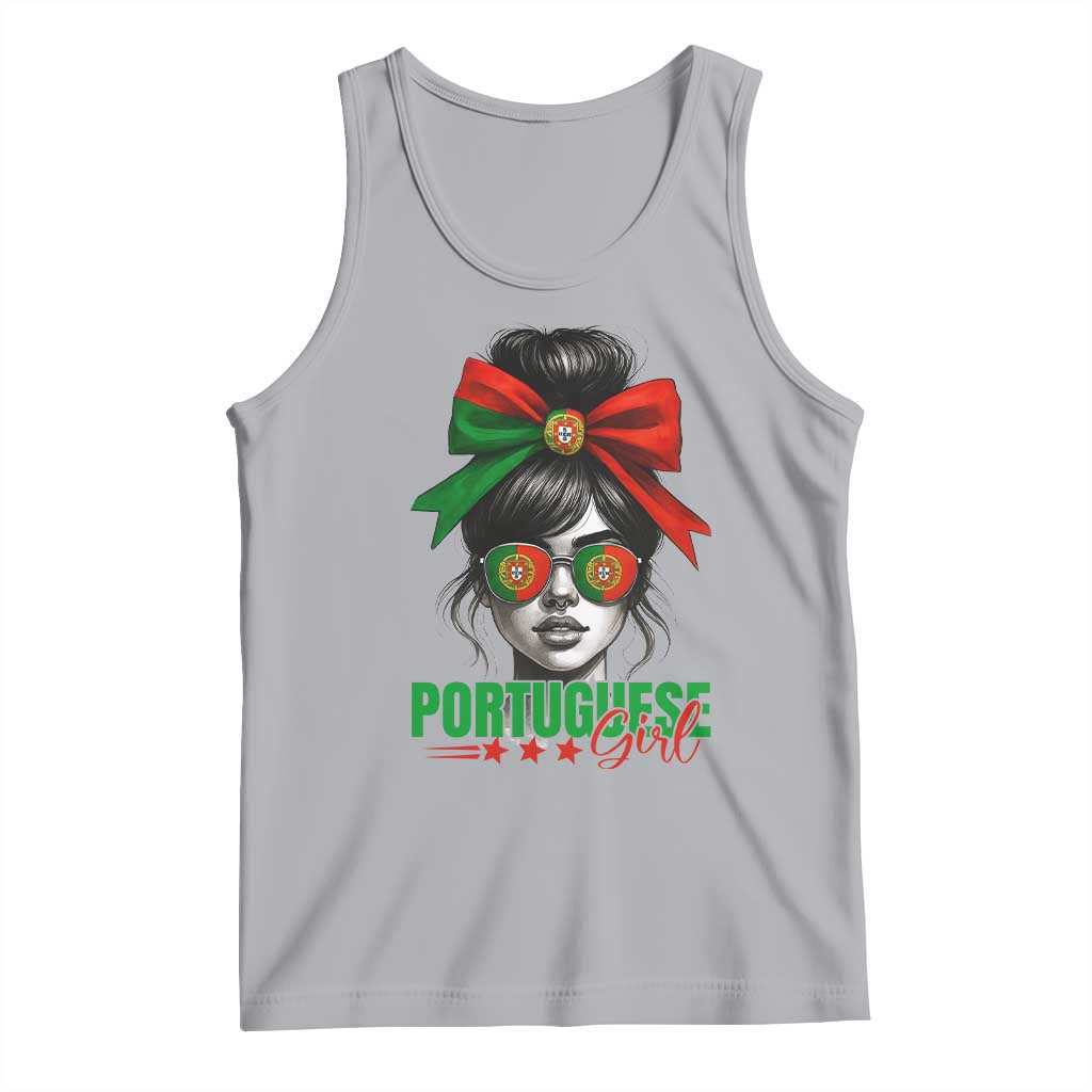 Portuguese Girl Tank Top Messy Bun Portugal Flag Roots Heritage Pride Gift TS10 Athletic Heather Print Your Wear