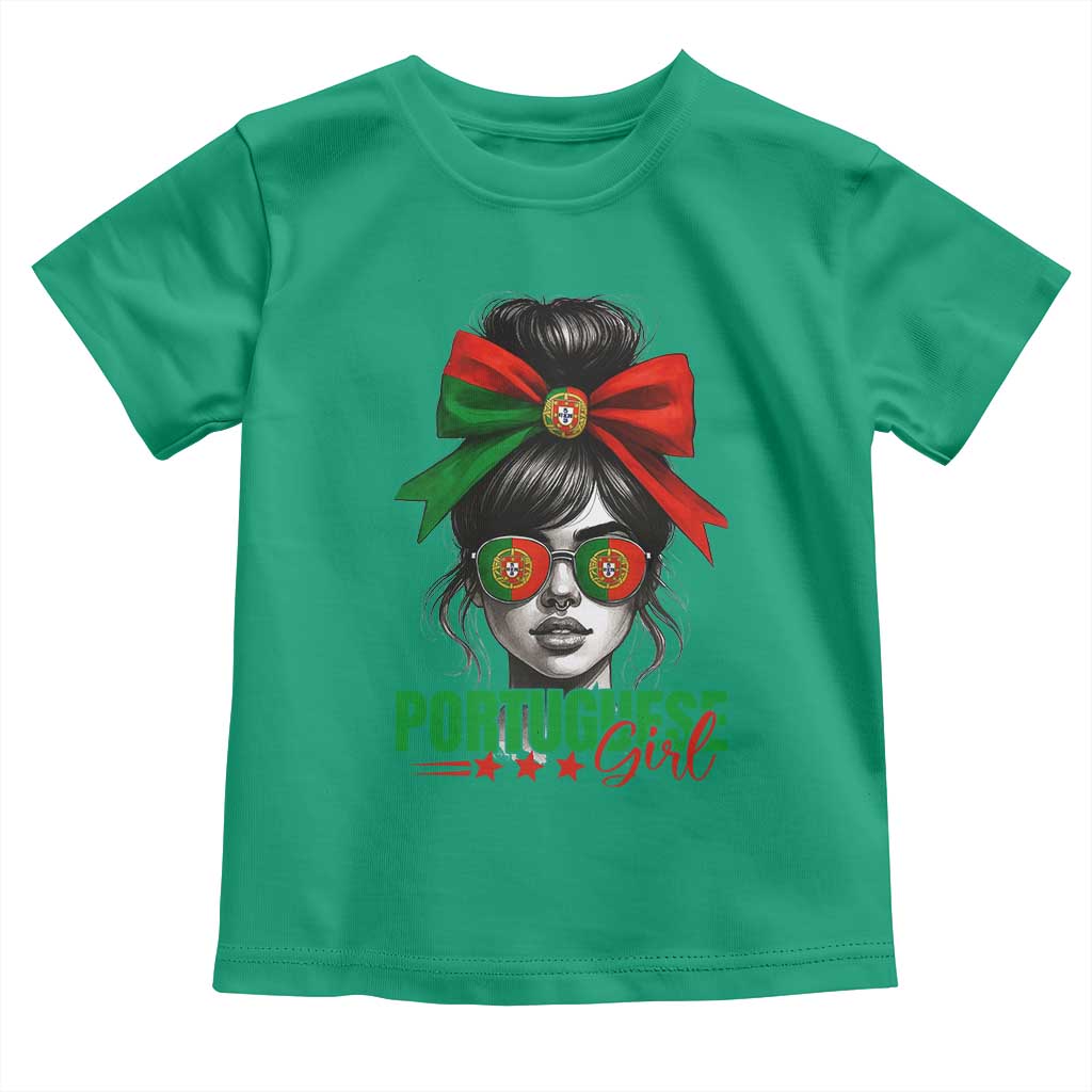 Portuguese Girl Toddler T Shirt Messy Bun Portugal Flag Roots Heritage Pride Gift TS10 Irish Green Print Your Wear