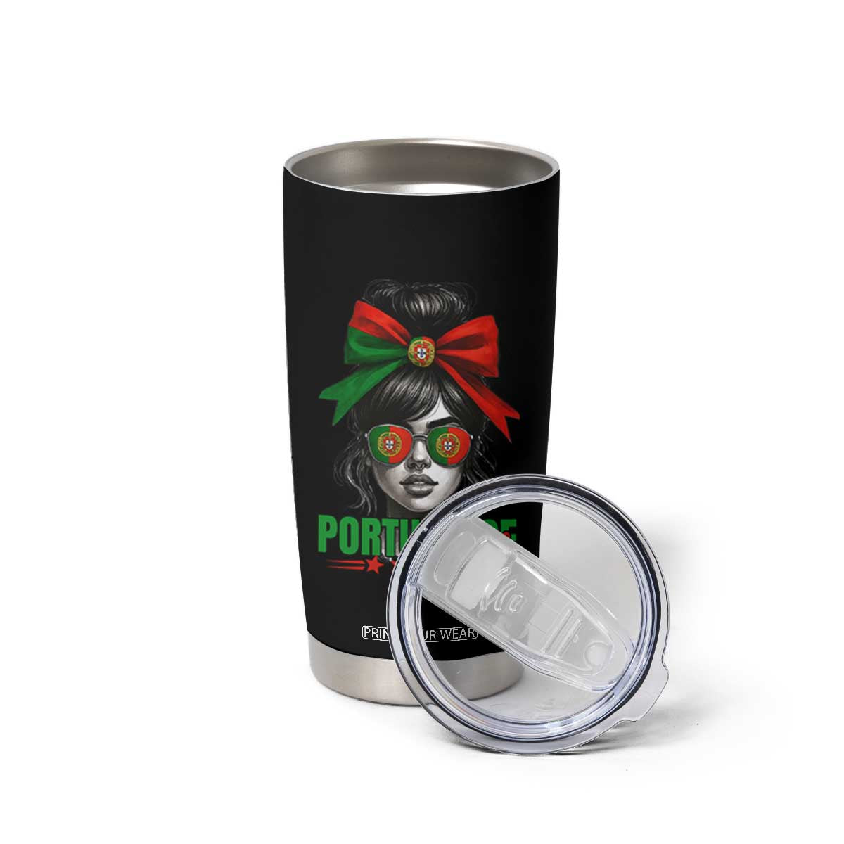 Portuguese Girl Tumbler Cup Messy Bun Portugal Flag Roots Heritage Pride Gift TS10 Print Your Wear