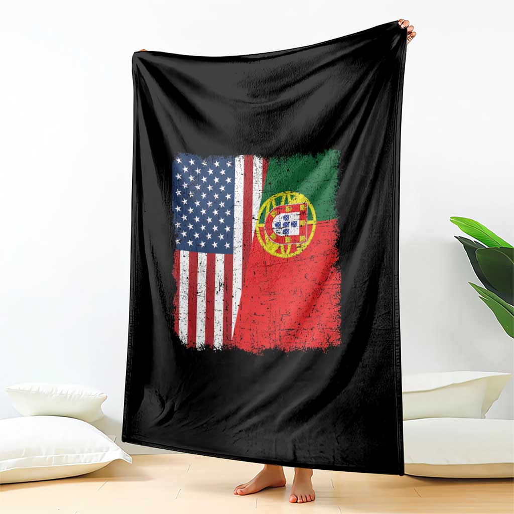 Portuguese American Flag Throw Blanket Retro Vintage USA Portugal Roots Heritage Pride TS10 Print Your Wear