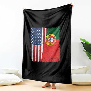 Portuguese American Flag Throw Blanket Retro Vintage USA Portugal Roots Heritage Pride TS10 Print Your Wear