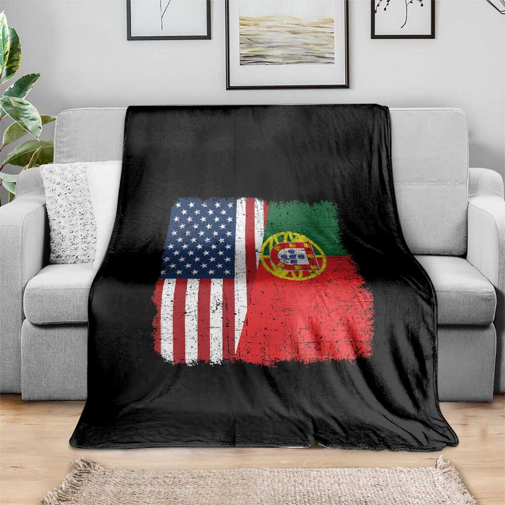 Portuguese American Flag Throw Blanket Retro Vintage USA Portugal Roots Heritage Pride TS10 Print Your Wear