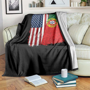 Portuguese American Flag Throw Blanket Retro Vintage USA Portugal Roots Heritage Pride TS10 Print Your Wear