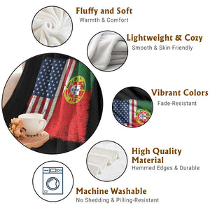 Portuguese American Flag Throw Blanket Retro Vintage USA Portugal Roots Heritage Pride TS10 Print Your Wear
