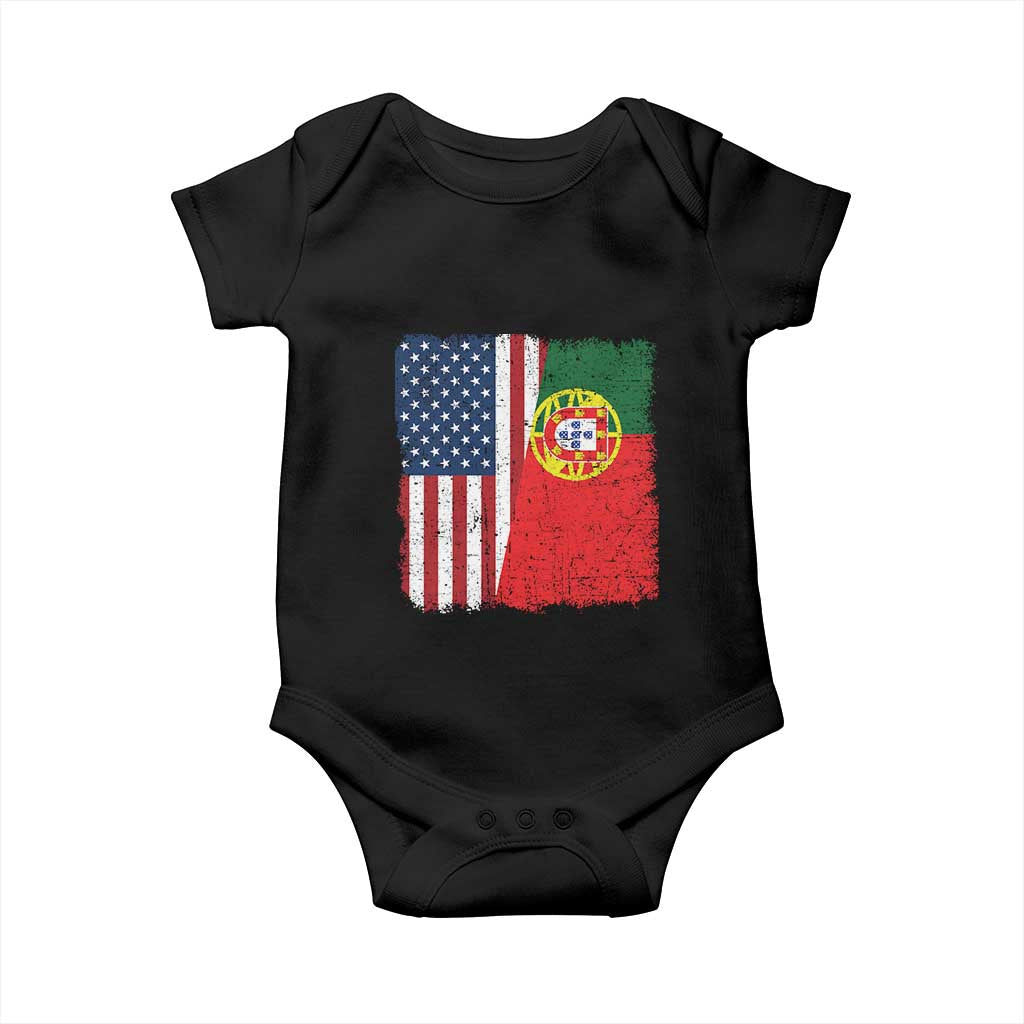 Portuguese American Flag Baby Onesie Retro Vintage USA Portugal Roots Heritage Pride TS10 Black Print Your Wear
