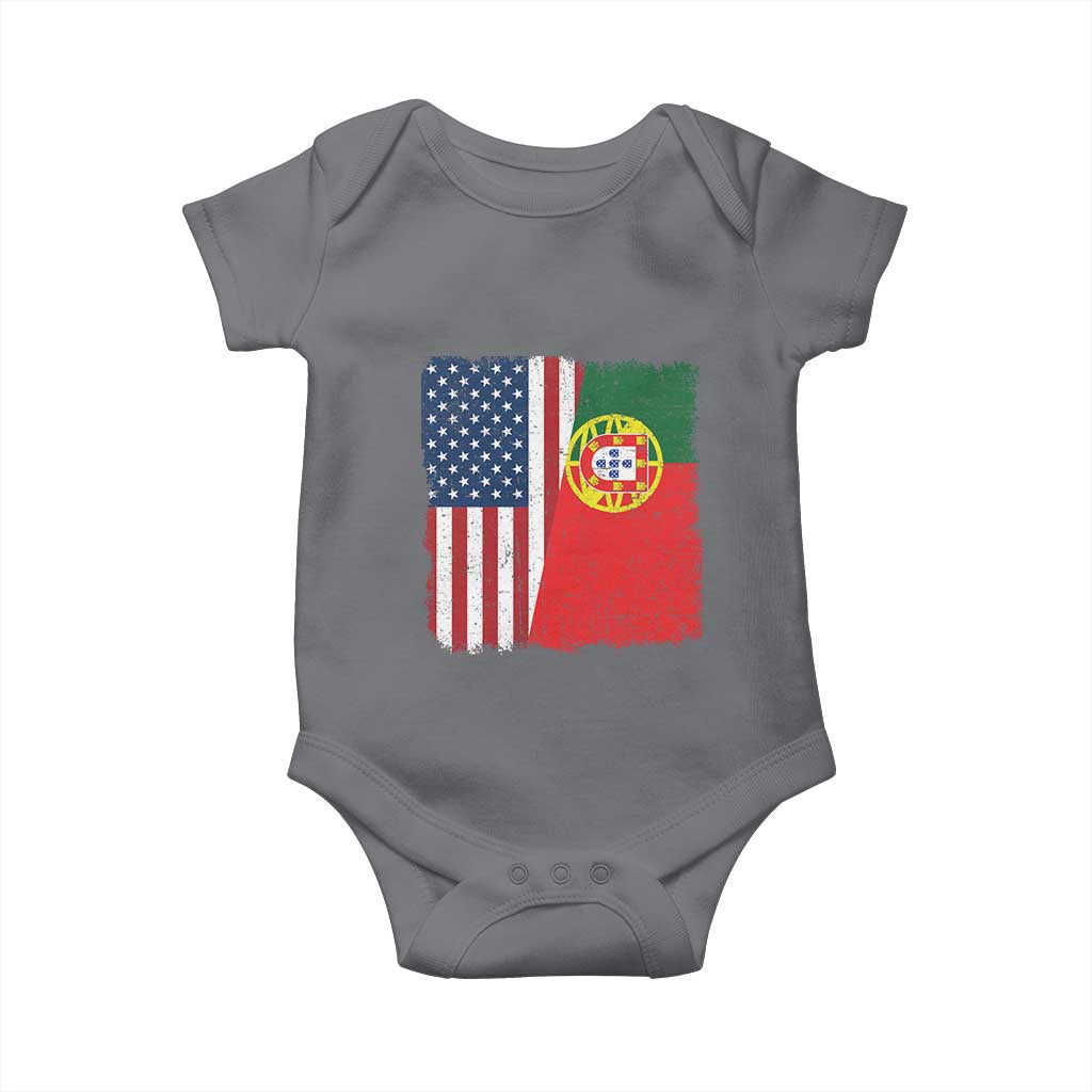 Portuguese American Flag Baby Onesie Retro Vintage USA Portugal Roots Heritage Pride TS10 Charcoal Print Your Wear