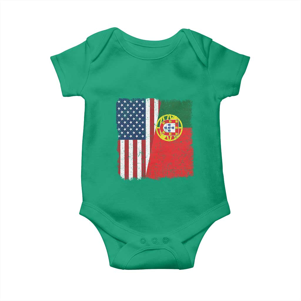 Portuguese American Flag Baby Onesie Retro Vintage USA Portugal Roots Heritage Pride TS10 Irish Green Print Your Wear