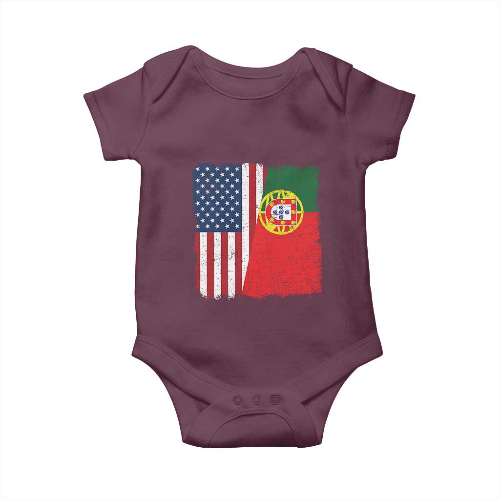 Portuguese American Flag Baby Onesie Retro Vintage USA Portugal Roots Heritage Pride TS10 Maroon Print Your Wear