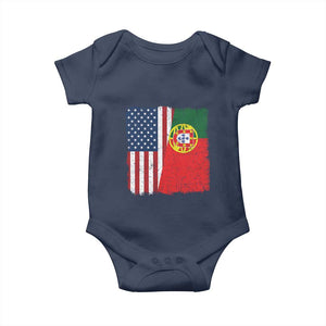 Portuguese American Flag Baby Onesie Retro Vintage USA Portugal Roots Heritage Pride TS10 Navy Print Your Wear