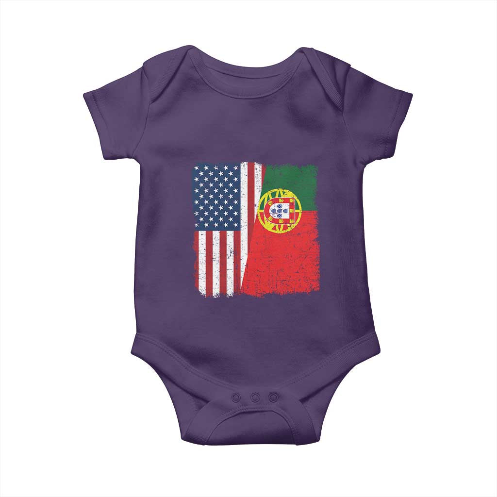 Portuguese American Flag Baby Onesie Retro Vintage USA Portugal Roots Heritage Pride TS10 Purple Print Your Wear