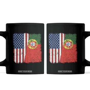 Portuguese American Flag Coffee Mug Retro Vintage USA Portugal Roots Heritage Pride TS10 Black Print Your Wear
