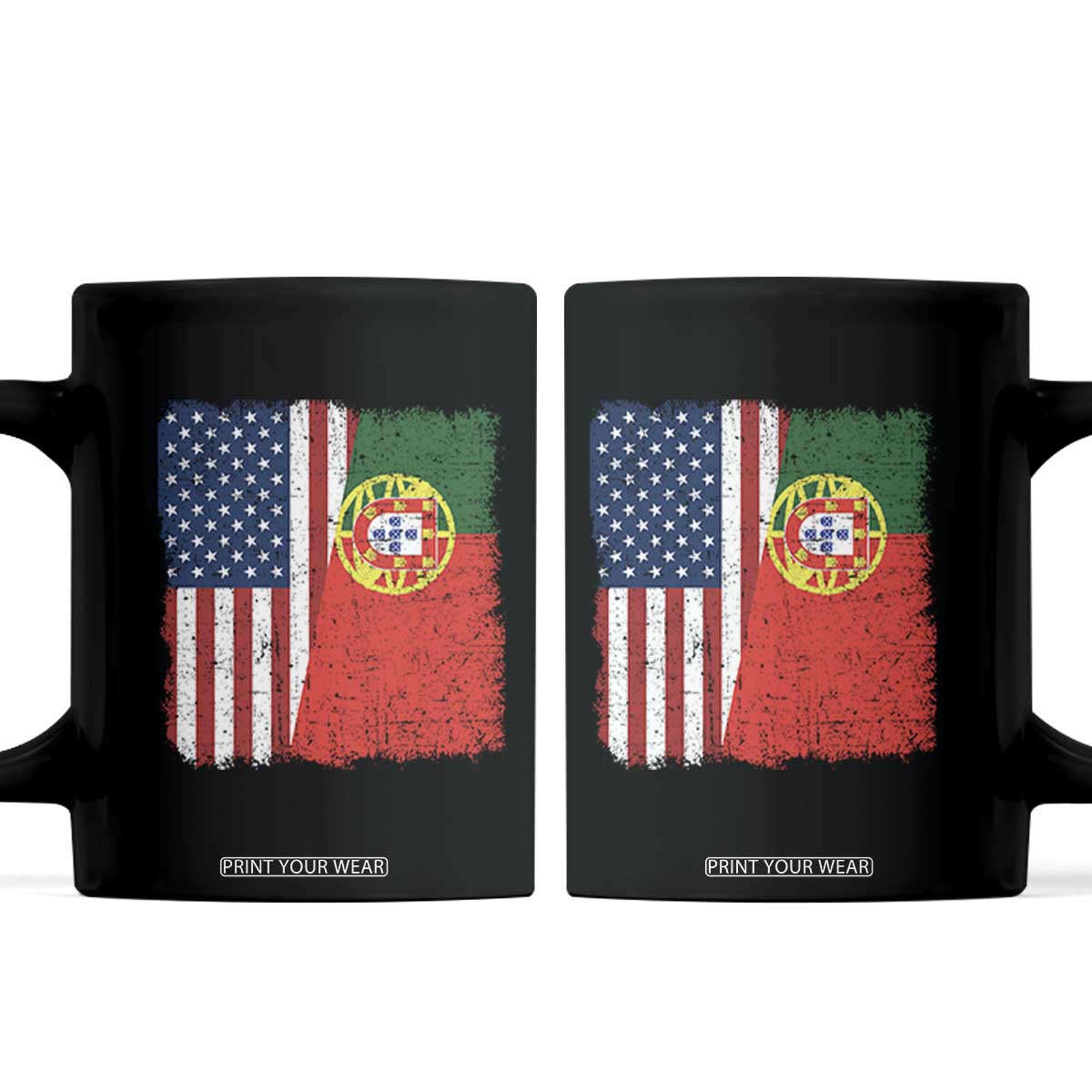 Portuguese American Flag Coffee Mug Retro Vintage USA Portugal Roots Heritage Pride TS10 Black Print Your Wear