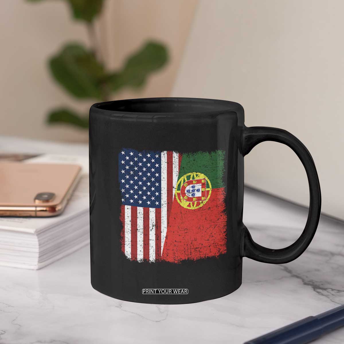 Portuguese American Flag Coffee Mug Retro Vintage USA Portugal Roots Heritage Pride TS10 Print Your Wear