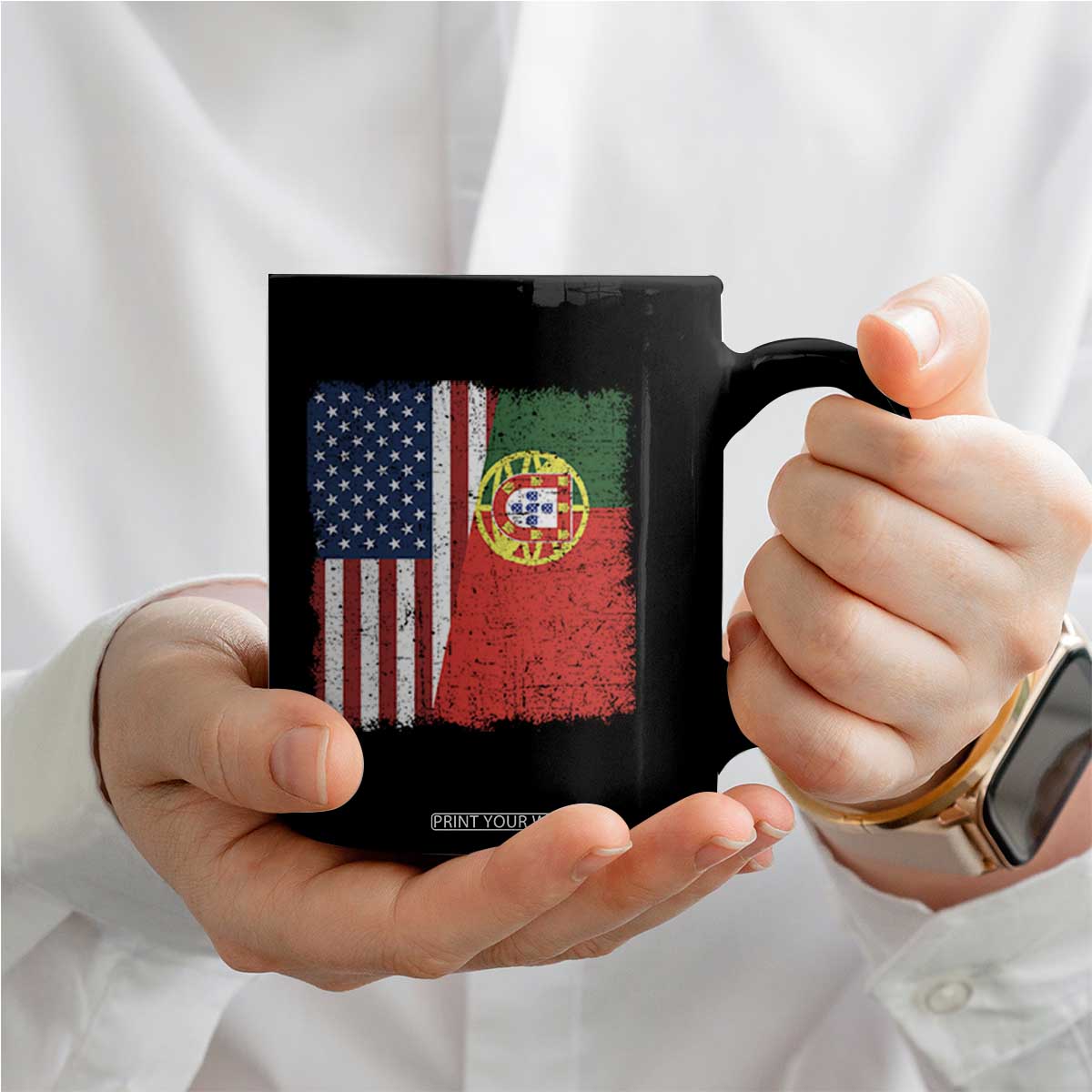 Portuguese American Flag Coffee Mug Retro Vintage USA Portugal Roots Heritage Pride TS10 Print Your Wear