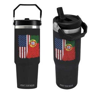 Portuguese American Flag Flip Straw Tumbler Retro Vintage USA Portugal Roots Heritage Pride TS10 One Size: 30 oz Black Print Your Wear