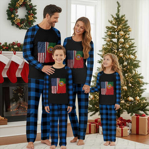 Portuguese American Flag Plaid Pajama Set Retro Vintage USA Portugal Roots Heritage Pride TS10 Blue Plaid Print Your Wear