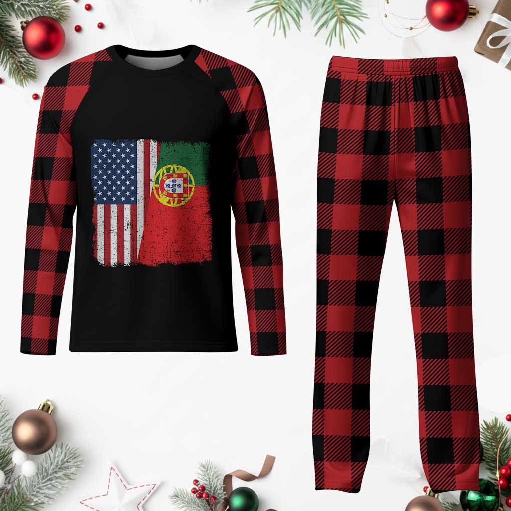 Portuguese American Flag Plaid Pajama Set Retro Vintage USA Portugal Roots Heritage Pride TS10 Buffalo Plaid Print Your Wear