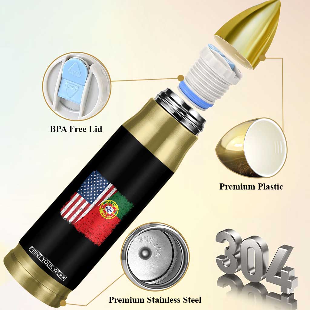 Portuguese American Flag Bullet Tumbler Retro Vintage USA Portugal Roots Heritage Pride TS10 Print Your Wear