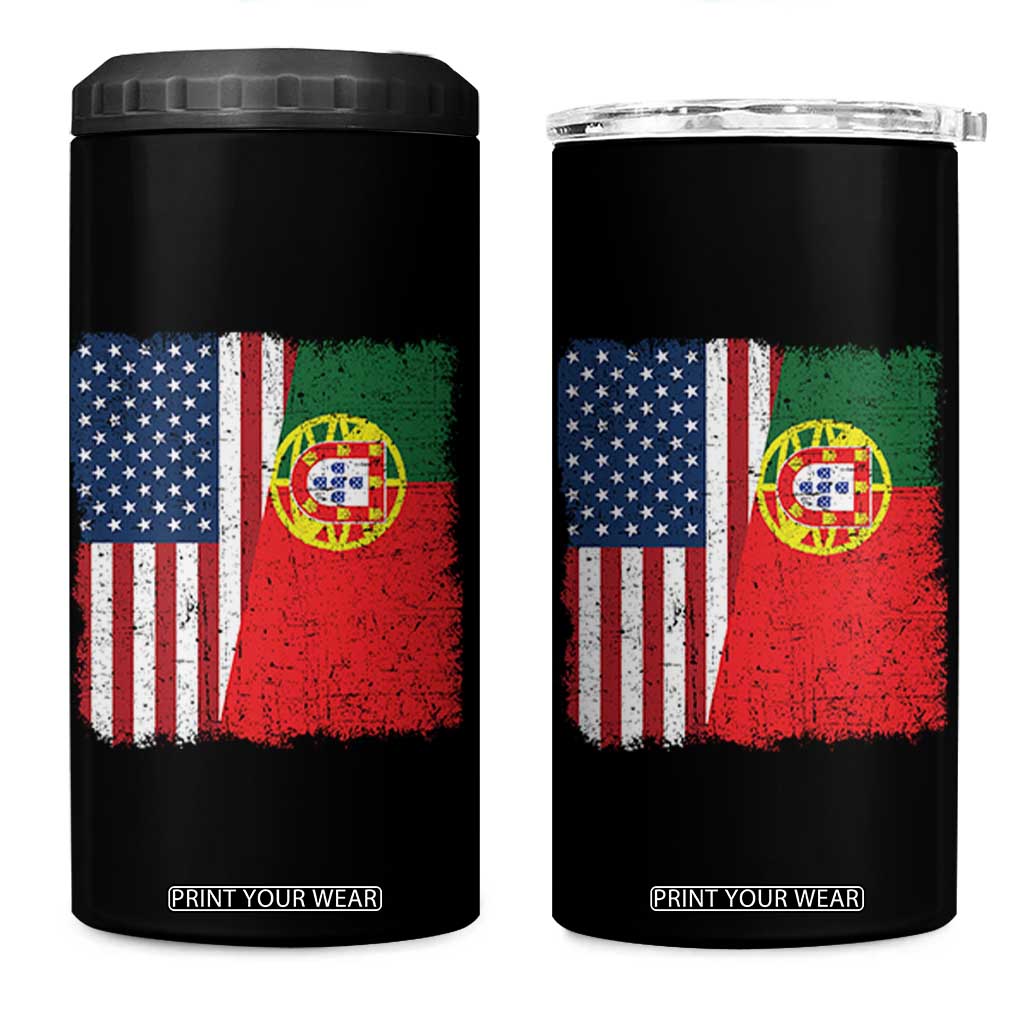 Portuguese American Flag 4 in 1 Can Cooler Tumbler Retro Vintage USA Portugal Roots Heritage Pride TS10 One Size: 16 oz Black Print Your Wear