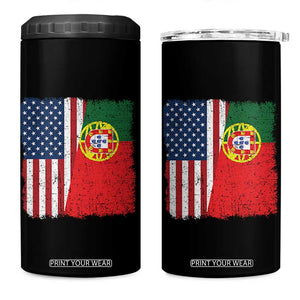 Portuguese American Flag 4 in 1 Can Cooler Tumbler Retro Vintage USA Portugal Roots Heritage Pride TS10 One Size: 16 oz Black Print Your Wear