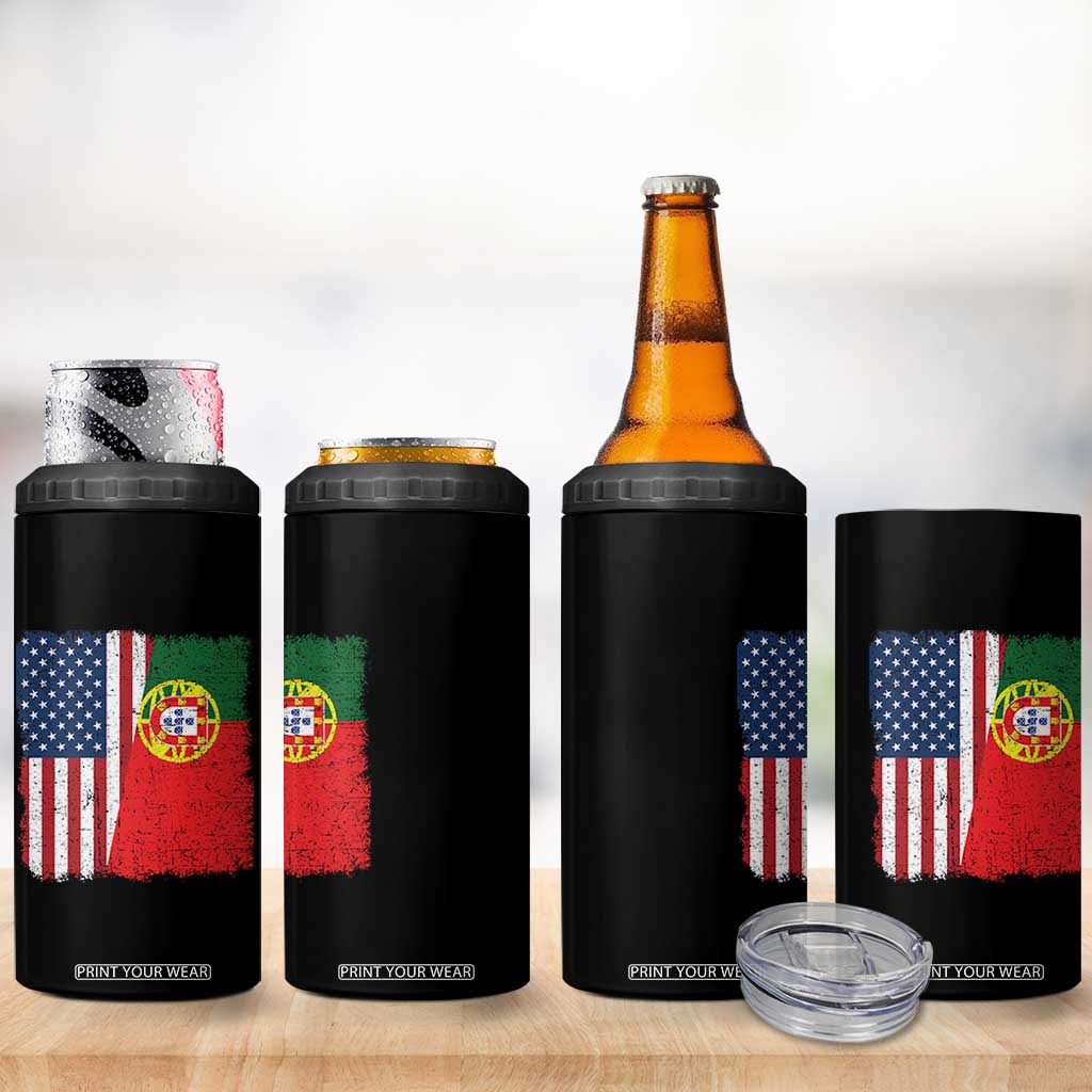 Portuguese American Flag 4 in 1 Can Cooler Tumbler Retro Vintage USA Portugal Roots Heritage Pride TS10 Print Your Wear