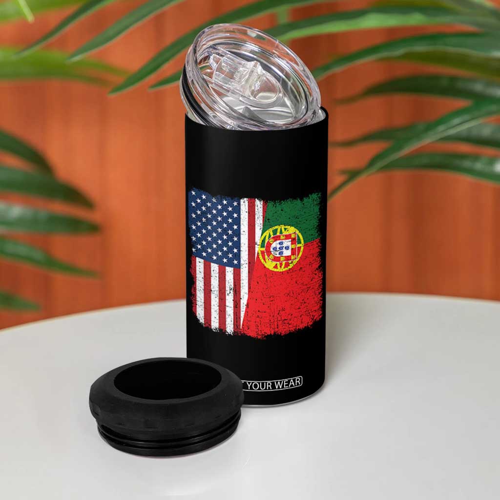 Portuguese American Flag 4 in 1 Can Cooler Tumbler Retro Vintage USA Portugal Roots Heritage Pride TS10 Print Your Wear