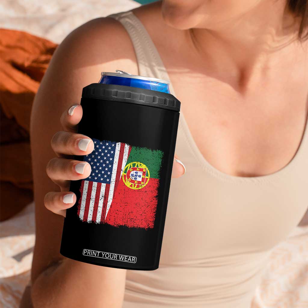 Portuguese American Flag 4 in 1 Can Cooler Tumbler Retro Vintage USA Portugal Roots Heritage Pride TS10 Print Your Wear