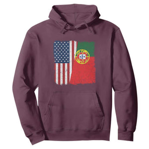 Portuguese American Flag Hoodie Retro Vintage USA Portugal Roots Heritage Pride TS10 Maroon Print Your Wear