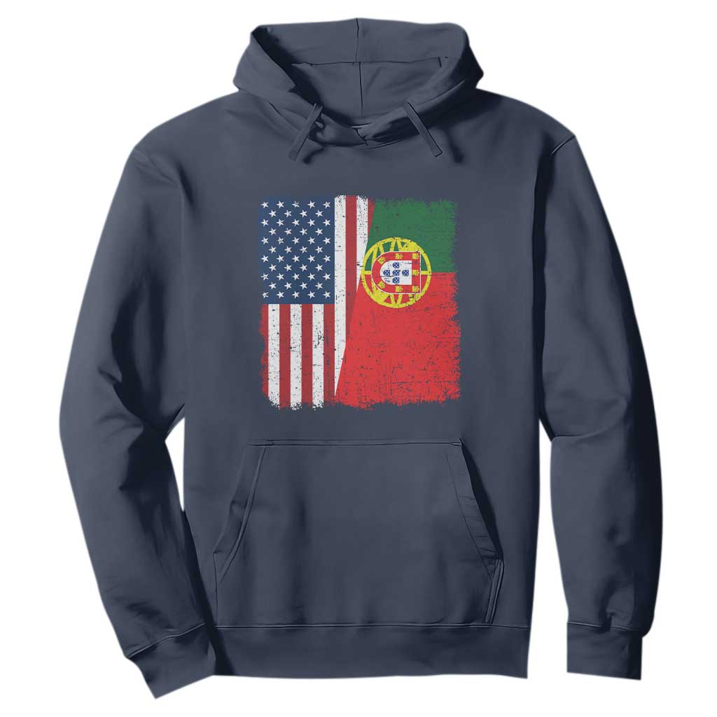 Portuguese American Flag Hoodie Retro Vintage USA Portugal Roots Heritage Pride TS10 Navy Print Your Wear