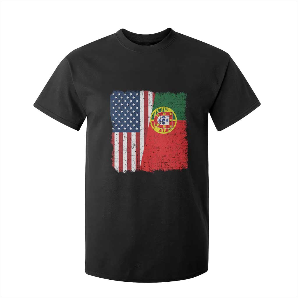 Portuguese American Flag T Shirt For Kid Retro Vintage USA Portugal Roots Heritage Pride TS10 Black Print Your Wear
