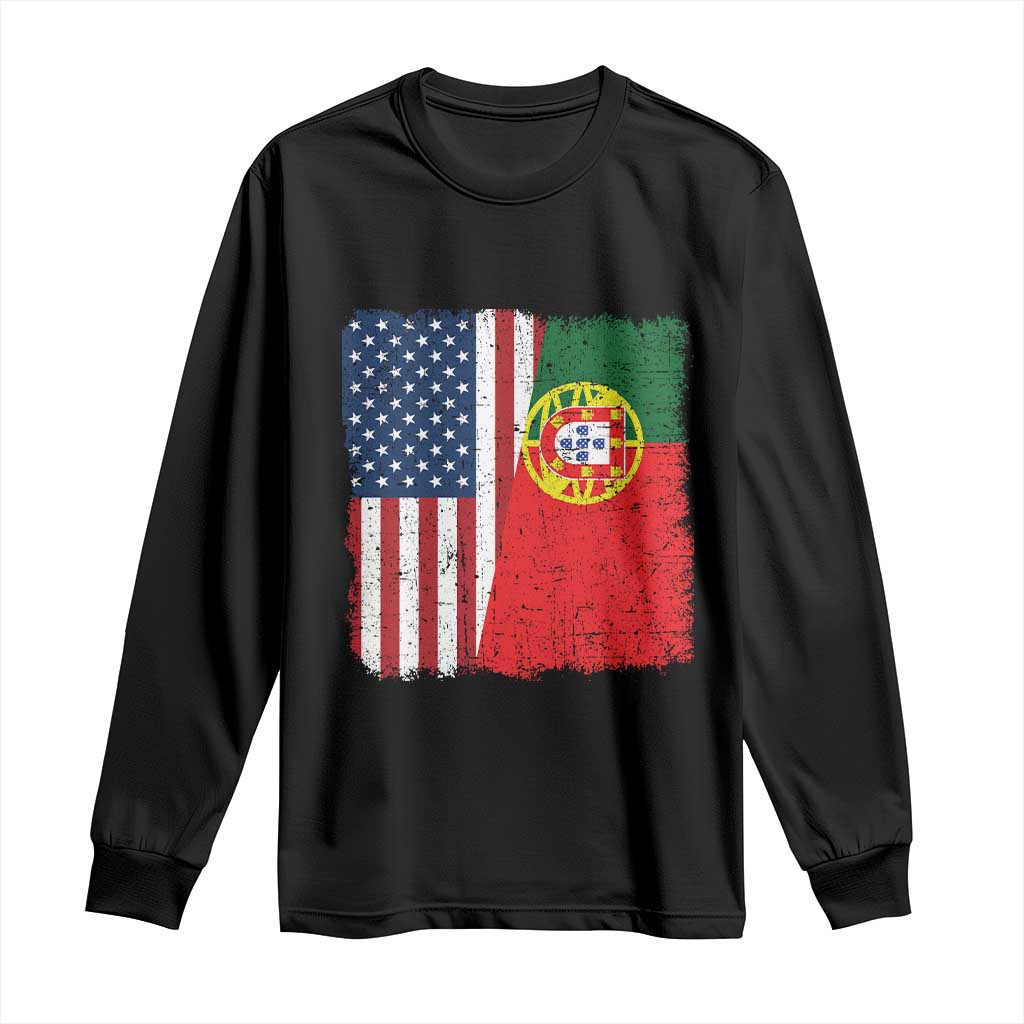Portuguese American Flag Long Sleeve Shirt Retro Vintage USA Portugal Roots Heritage Pride TS10 Black Print Your Wear