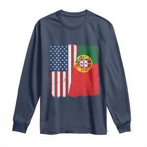 Portuguese American Flag Long Sleeve Shirt Retro Vintage USA Portugal Roots Heritage Pride TS10 Navy Print Your Wear