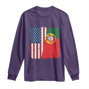 Portuguese American Flag Long Sleeve Shirt Retro Vintage USA Portugal Roots Heritage Pride TS10 Purple Print Your Wear