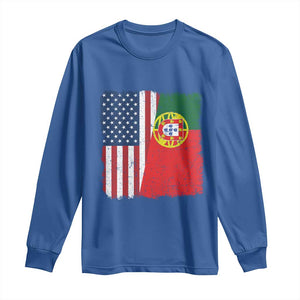 Portuguese American Flag Long Sleeve Shirt Retro Vintage USA Portugal Roots Heritage Pride TS10 Royal Blue Print Your Wear