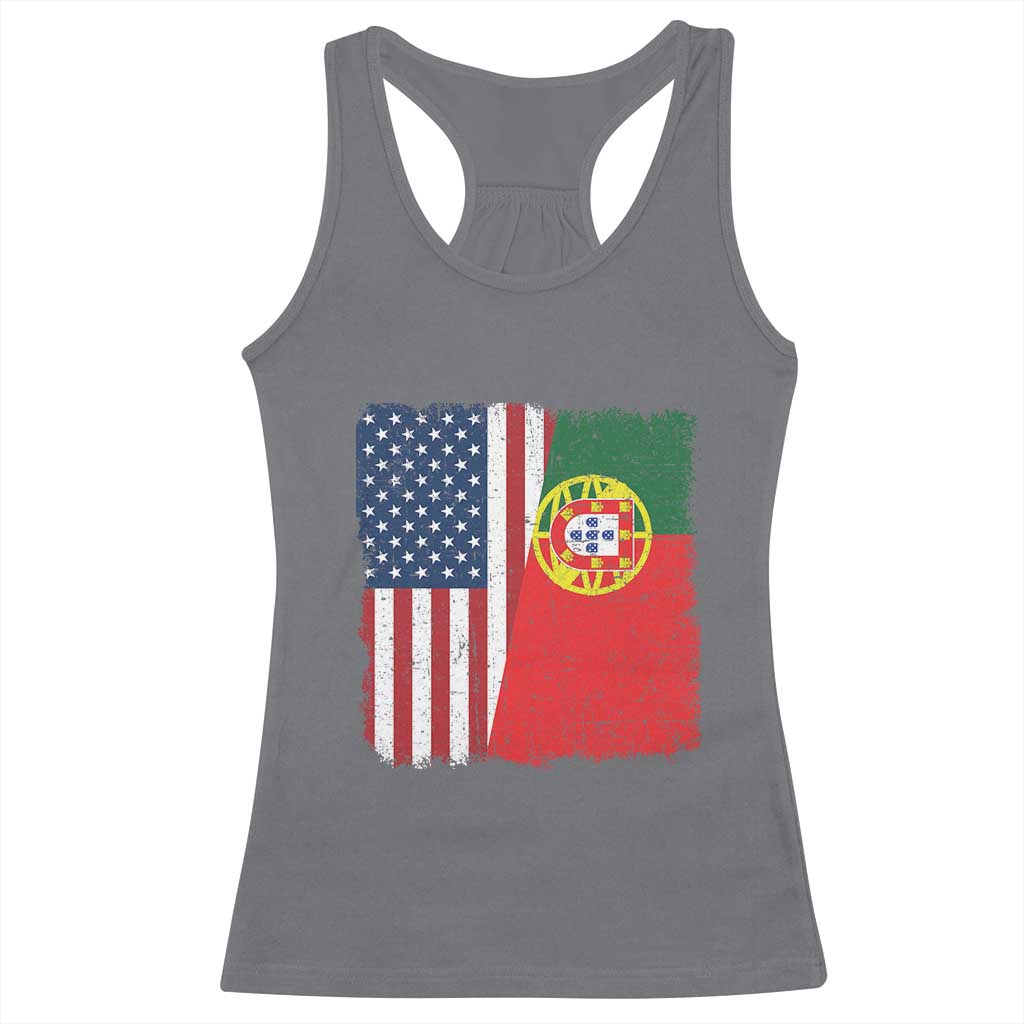 Portuguese American Flag Racerback Tank Top Retro Vintage USA Portugal Roots Heritage Pride TS10 Charcoal Print Your Wear