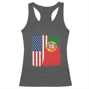 Portuguese American Flag Racerback Tank Top Retro Vintage USA Portugal Roots Heritage Pride TS10 Dark Heather Print Your Wear