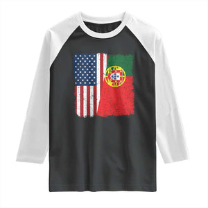 Portuguese American Flag Raglan Shirt Retro Vintage USA Portugal Roots Heritage Pride TS10 Black White Print Your Wear
