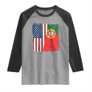 Portuguese American Flag Raglan Shirt Retro Vintage USA Portugal Roots Heritage Pride TS10 Sport Gray Black Print Your Wear