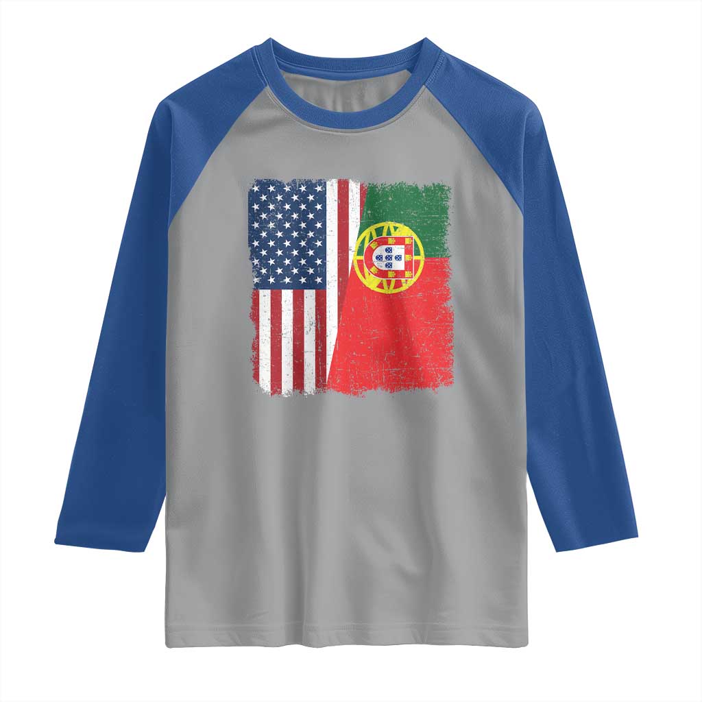 Portuguese American Flag Raglan Shirt Retro Vintage USA Portugal Roots Heritage Pride TS10 Sport Gray Royal Print Your Wear