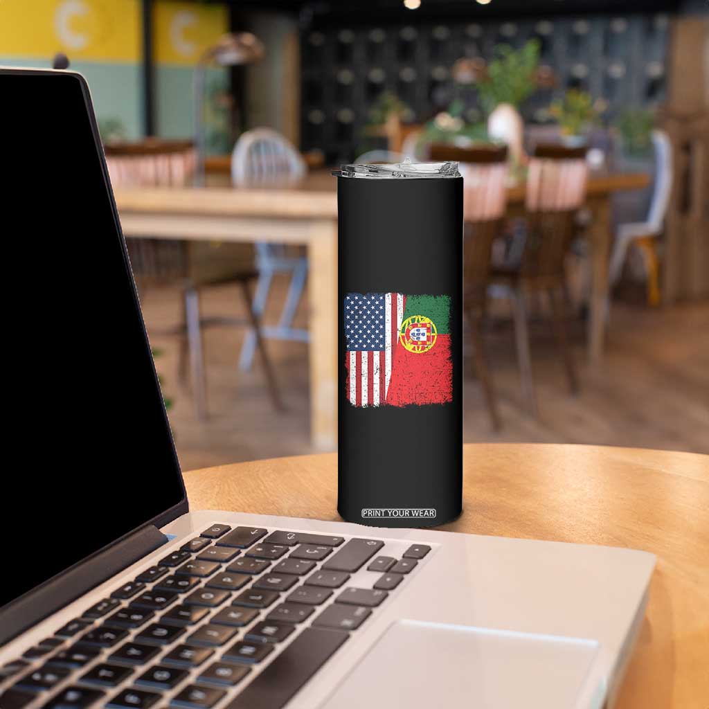 Portuguese American Flag Skinny Tumbler Retro Vintage USA Portugal Roots Heritage Pride TS10 Print Your Wear