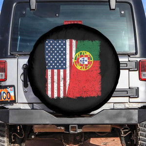 Portuguese American Flag Spare Tire Cover Retro Vintage USA Portugal Roots Heritage Pride TS10 No hole Black Print Your Wear